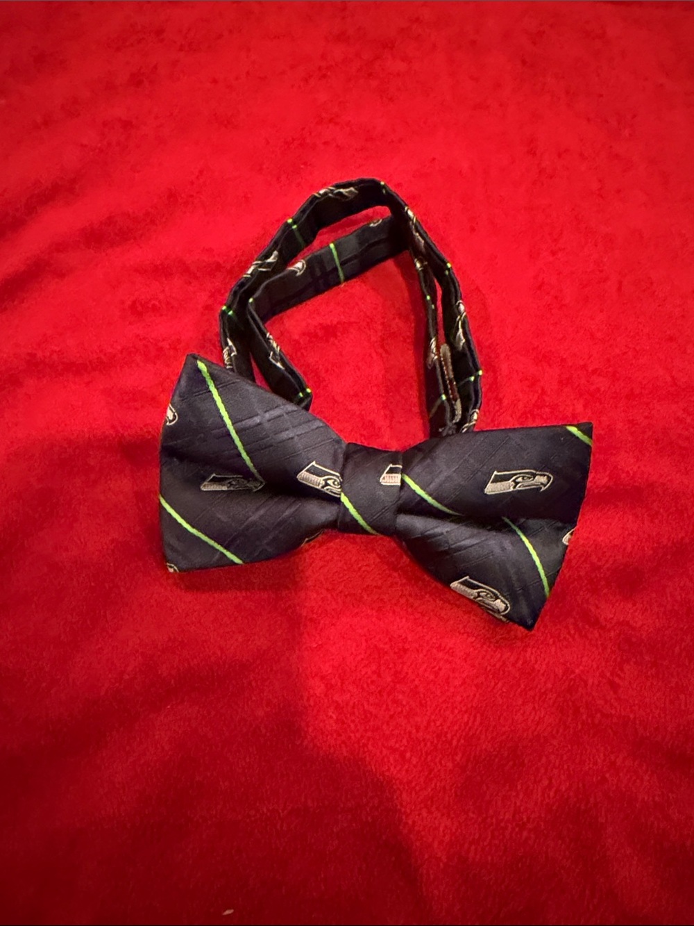 Seattle Seahawks Navy Blue Silk Bow Tie - NFL Team Pattern